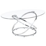 WARREN 3-PIECE OVAL GLASS TOP COFFEE TABLE SET CHROME - Image 3