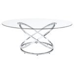 WARREN 3-PIECE OVAL GLASS TOP COFFEE TABLE SET CHROME - Image 4