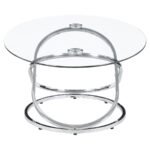 WARREN 3-PIECE OVAL GLASS TOP COFFEE TABLE SET CHROME - Image 5