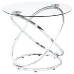 WARREN 3-PIECE OVAL GLASS TOP COFFEE TABLE SET CHROME - Image 6