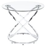 WARREN 3-PIECE OVAL GLASS TOP COFFEE TABLE SET CHROME - Image 7