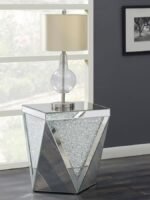 AMORE SQUARE MIRRORED ACRYLIC CRYSTAL SIDE END TABLE SILVER - Image 2