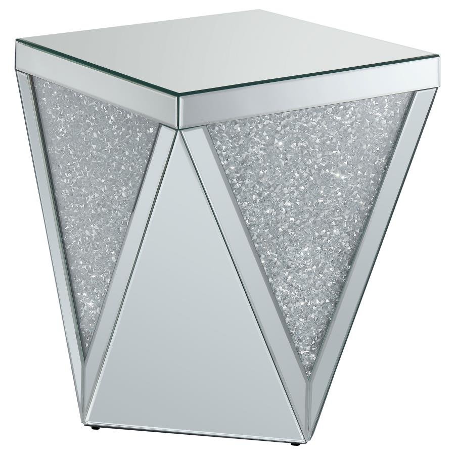 722507_02x900.jpg AMORE SQUARE MIRRORED ACRYLIC CRYSTAL SIDE END TABLE SILVER - Image 1