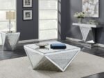 AMORE SQUARE MIRRORED ACRYLIC CRYSTAL SIDE END TABLE SILVER - Image 6