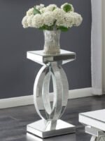 AMALIA SQUARE MIRRORED ACRYLIC CRYSTAL SIDE END TABLE SILVER - Image 2