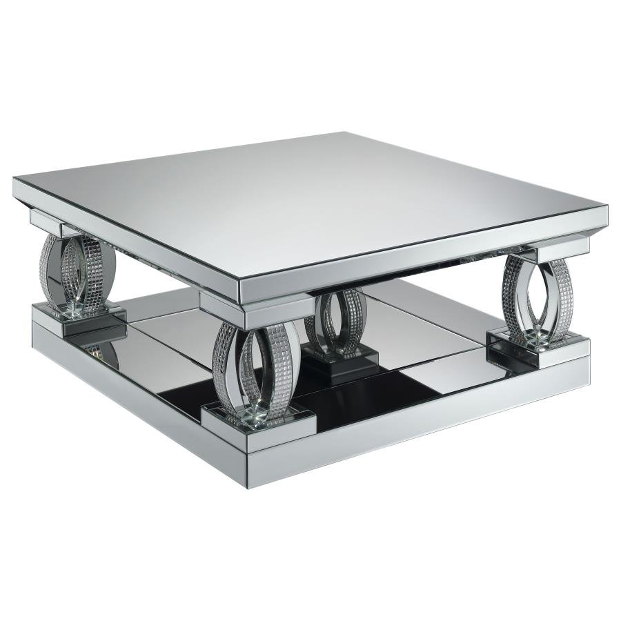 722518_02x900.jpg AMALIA SQUARE MIRRORED ACRYLIC CRYSTAL COFFEE TABLE SILVER - Image 1