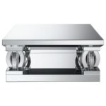 AMALIA SQUARE MIRRORED ACRYLIC CRYSTAL COFFEE TABLE SILVER - Image 3