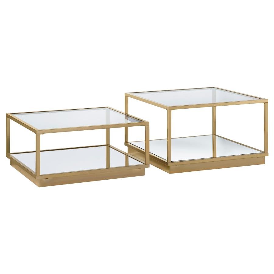 722660_02x900.jpg RENEE 2-PIECE SQUARE COFFEE TABLE SET ROSE BRASS - Image 1