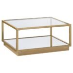 RENEE 2-PIECE SQUARE COFFEE TABLE SET ROSE BRASS - Image 3