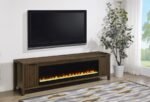 CAREY 79-INCH TV STAND FIREPLACE MEDIA CONSOLE DARK PINE - Image 2