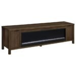 CAREY 79-INCH TV STAND FIREPLACE MEDIA CONSOLE DARK PINE