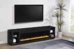 DEITER 79-INCH TV STAND FIREPLACE MEDIA CONSOLE BLACK - Image 2