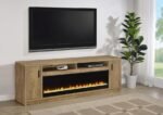 EDDY 79-INCH 2-DOOR TV STAND FIREPLACE MEDIA CONSOLE MANGO - Image 2