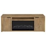 FULLER 60-INCH 2-DOOR TV STAND FIREPLACE MEDIA CONSOLE MANGO - Image 4