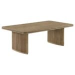 ADINA 2-PIECE WOOD COFFEE TABLE SET DISTRESSED LIGHT BROWN - Image 7