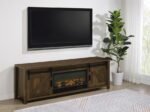 ENFIELD 71-INCH TV STAND FIREPLACE MEDIA CONSOLE DARK PINE - Image 2