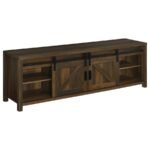 ENFIELD 71-INCH TV STAND FIREPLACE MEDIA CONSOLE DARK PINE - Image 3