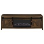 ENFIELD 71-INCH TV STAND FIREPLACE MEDIA CONSOLE DARK PINE - Image 4