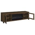 HAVERING 71-INCH TV STAND FIREPLACE MEDIA CONSOLE DARK PINE - Image 3