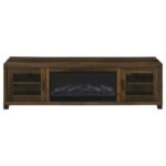 HAVERING 71-INCH TV STAND FIREPLACE MEDIA CONSOLE DARK PINE - Image 4