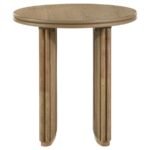 ADINA ROUND WOOD SIDE END TABLE DISTRESSED LIGHT BROWN - Image 3