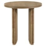 ADINA 2-PIECE ROUND COFFEE TABLE SET DISTRESSED LIGHT BROWN - Image 4