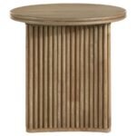 ADINA 3-PIECE ROUND COFFEE TABLE SET DISTRESSED LIGHT BROWN - Image 5