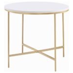ELLISON ROUND MARBLE TOP SIDE END TABLE WHITE AND GOLD