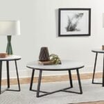 HUGO 3-PIECE COFFEE AND END TABLE SET WHITE FAUX MARBLE