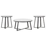 HUGO 3-PIECE COFFEE AND END TABLE SET WHITE FAUX MARBLE - Image 2