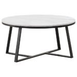 HUGO ROUND FAUX MARBLE COFFEE TABLE WHITE AND MATTE BLACK