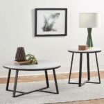 HUGO ROUND FAUX MARBLE COFFEE TABLE WHITE AND MATTE BLACK - Image 4