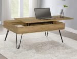 FANNING ENGINEERED WOOD LIFT TOP COFFEE TABLE GOLDEN OAK - Image 2