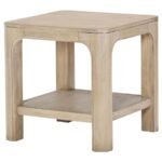 SOLANO SQUARE WOOD SIDE END TABLE WITH SHELF WEATHERED MANGO - Image 4