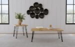 ZANDER SQUARE WOOD TOP COFFEE TABLE NATURAL BROWN - Image 9