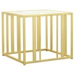 ADRI RECTANGULAR GLASS TOP SIDE END TABLE MATTE BRASS