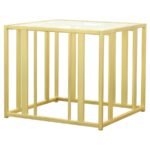 ADRI RECTANGULAR GLASS TOP SIDE END TABLE MATTE BRASS - Image 4