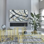ADRI 3-PIECE COFFEE AND END TABLE SET MATTE BRASS