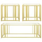 ADRI 3-PIECE COFFEE AND END TABLE SET MATTE BRASS - Image 2