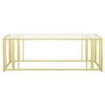 ADRI RECTANGULAR GLASS TOP COFFEE TABLE MATTE BRASS - Image 3