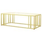 ADRI RECTANGULAR GLASS TOP COFFEE TABLE MATTE BRASS - Image 4