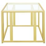 ADRI RECTANGULAR GLASS TOP COFFEE TABLE MATTE BRASS - Image 5