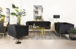 ADRI RECTANGULAR GLASS TOP COFFEE TABLE MATTE BRASS - Image 8