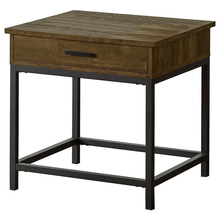 723777_02x900.jpg BYERS 1-DRAWER SQUARE ENGINEERED WOOD END TABLE BROWN OAK - Image 1