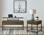 BYERS 1-DRAWER SQUARE ENGINEERED WOOD END TABLE BROWN OAK - Image 4