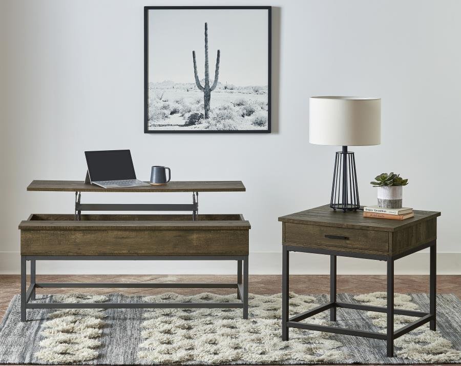 723778-S2_01x900.jpg BYERS 2-PIECE LIFT TOP COFFEE AND END TABLE SET BROWN OAK - Image 1
