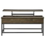 BYERS 2-PIECE LIFT TOP COFFEE AND END TABLE SET BROWN OAK - Image 4