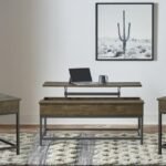 BYERS 3-PIECE LIFT TOP COFFEE AND END TABLE SET BROWN OAK