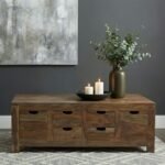 ESTHER 6-DRAWER SOLID WOOD COFFEE TABLE NATURAL SHEESHAM
