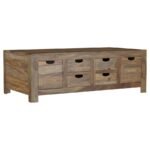 ESTHER 6-DRAWER SOLID WOOD COFFEE TABLE NATURAL SHEESHAM - Image 3